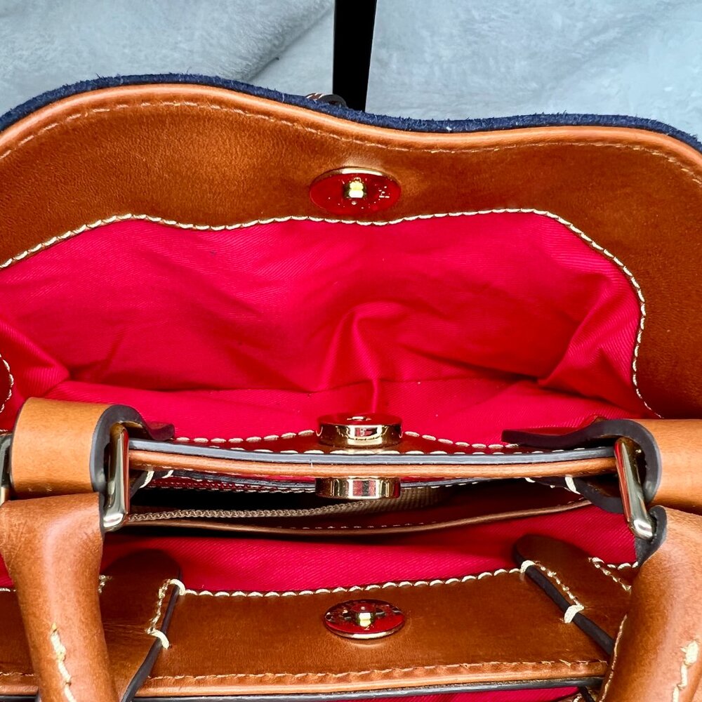 Dooney & Bourke Navy Blue Suede Mini Barlow Satchel EUC - Picture 7 of 9